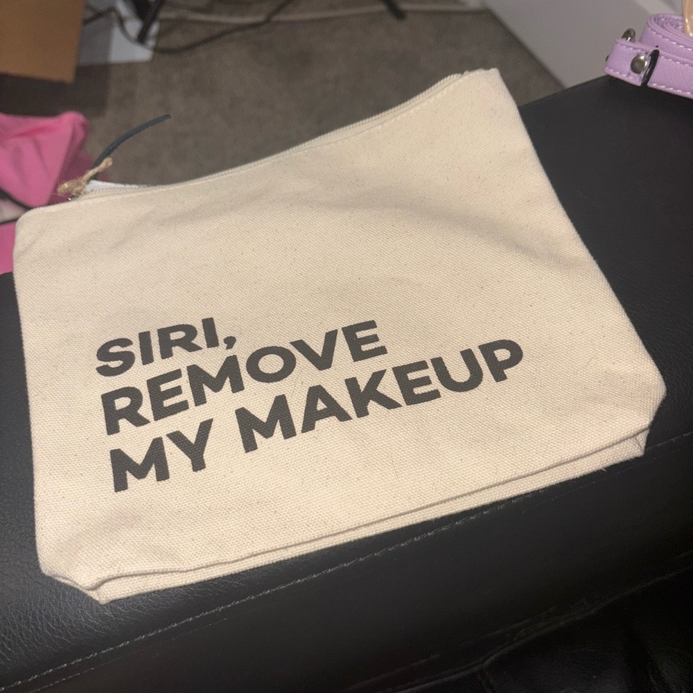 Beige Makeup Pouch with Fun Text
